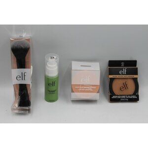 Lot Of 4 e.l.f Items - Face Primer, Loose Setting Powder, Matte Bronzer, Brush